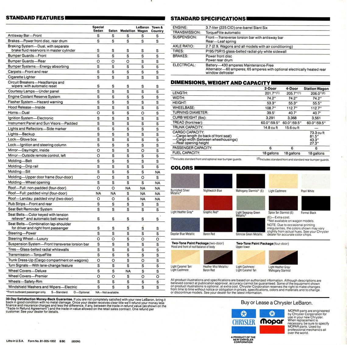 1981 Chrysler LeBaron Brochure Page 9